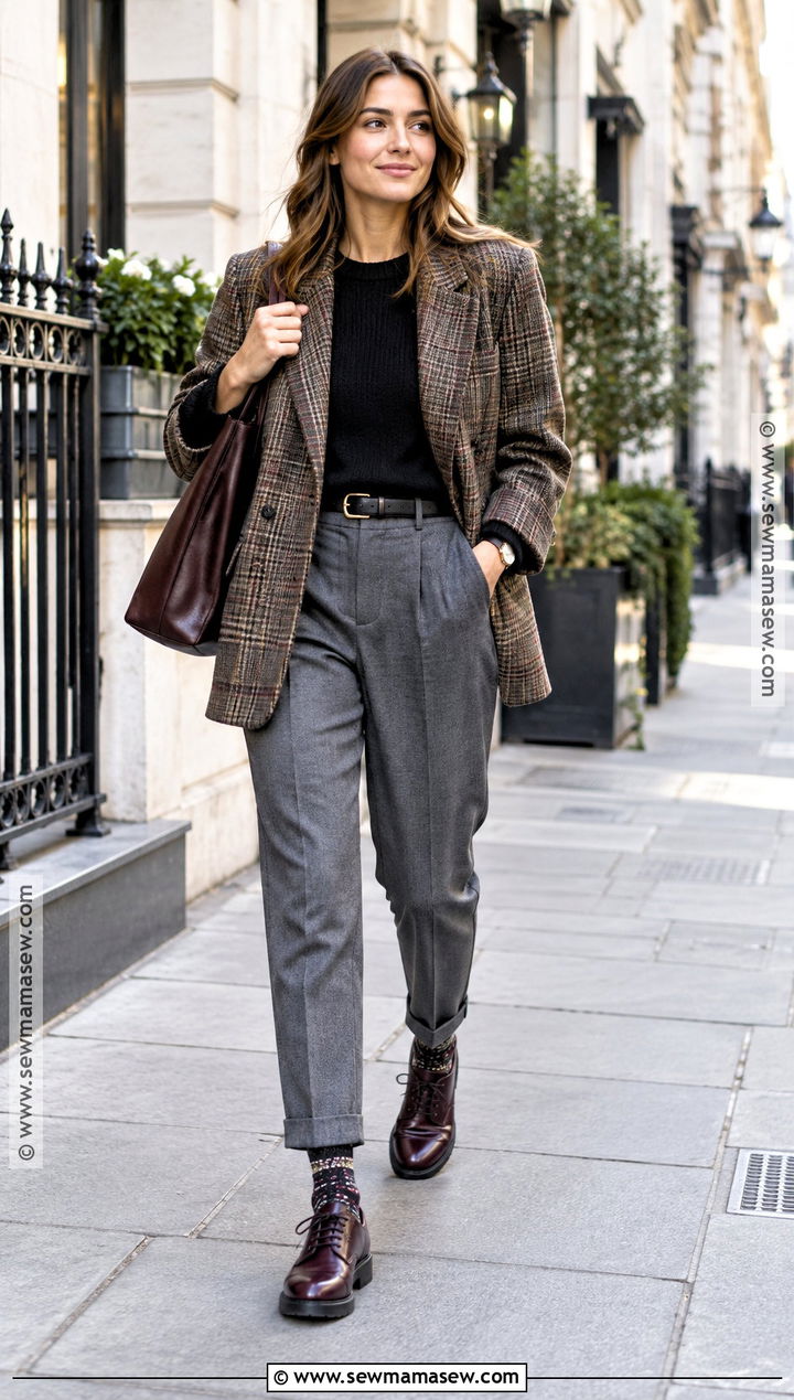 Derby Shoes With Cuffed Trousers and a Blazer - 15 womens shoes for fall