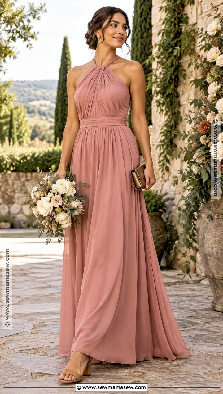 Desert Rose Halter Bridesmaid Dress - 15 Fall Pink Wedding Bridesmaid Dresses