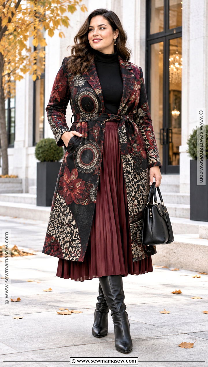 Desigual Belted Coat With A Turtleneck And Midi Skirt - 15 desigual fall coats