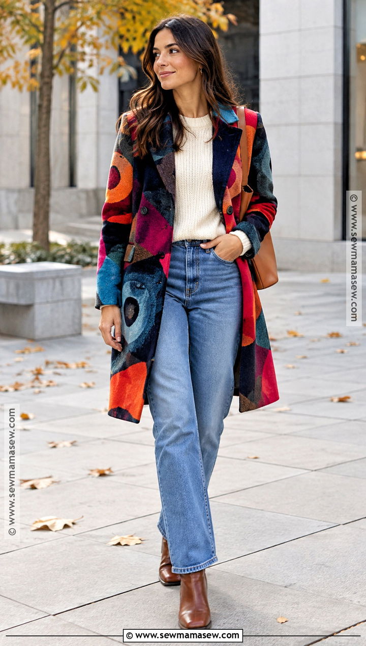 Desigual Color Block Coat With Straight Leg Jeans - 15 desigual fall coats