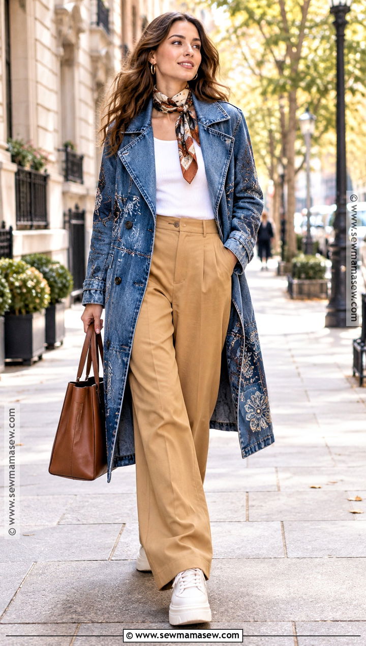 Desigual Denim Trench Coat With Wide Leg Pants - 15 desigual fall coats