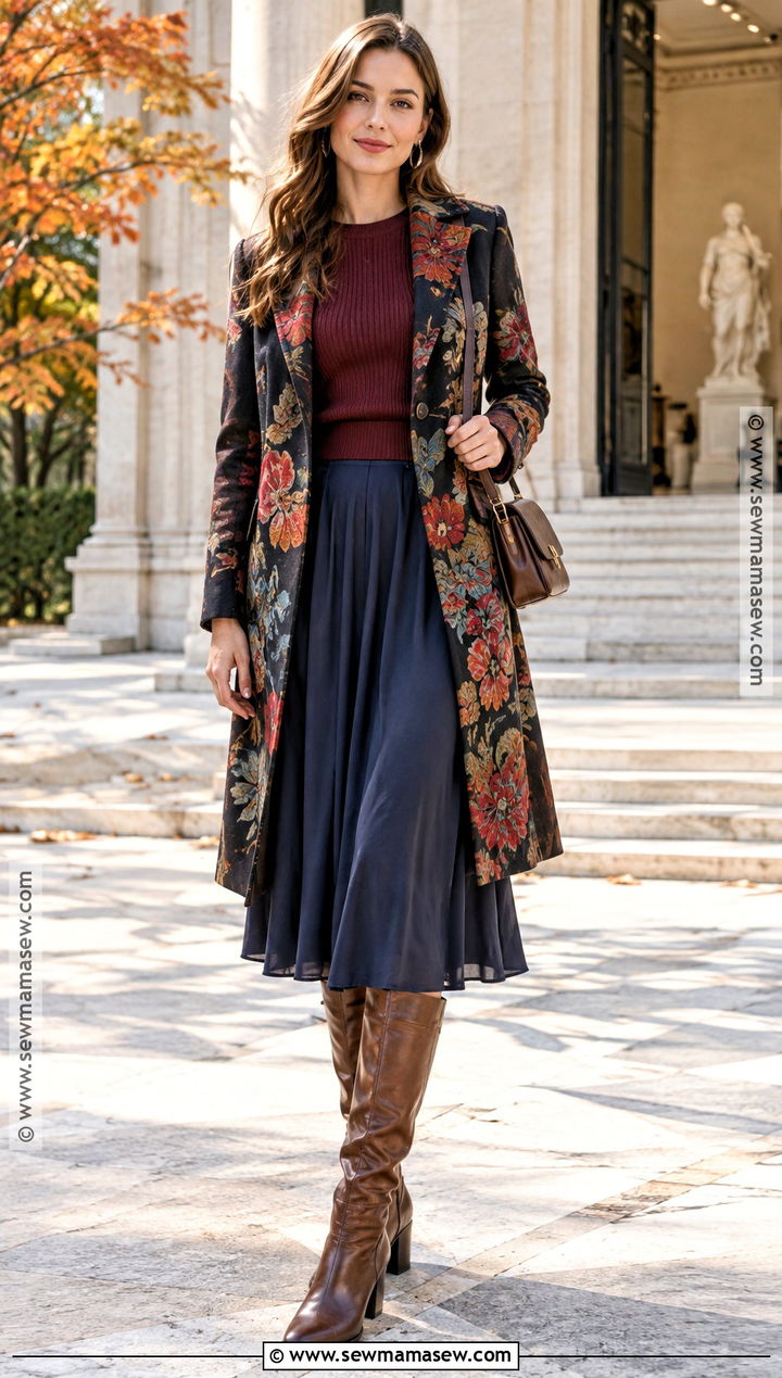 Desigual Floral Coat With A Midi Skirt And Boots - 15 desigual fall coats