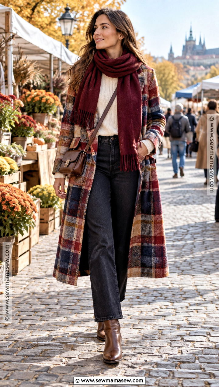 Desigual Long Checked Coat With A Sweater And Jeans - 15 desigual fall coats
