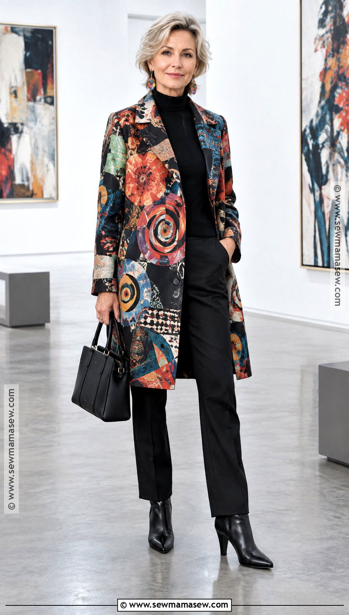 Desigual Printed Coat With An All Black Outfit - 15 desigual fall coats