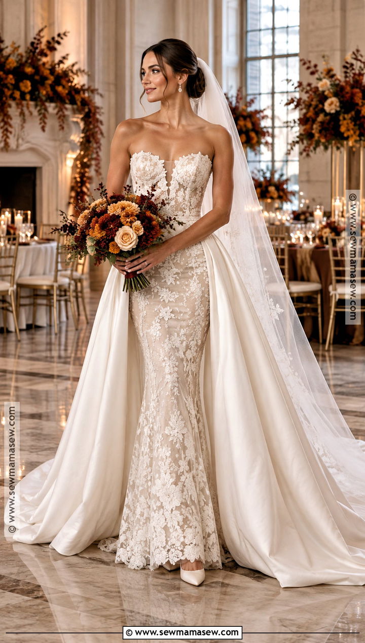 Detachable Overskirt Fall Wedding Dress - 25 fall wedding dresses bride