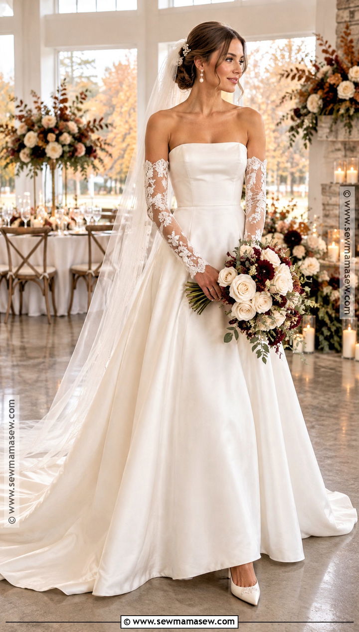 Detachable Sleeve A Line Wedding Dress - 15 A Line Fall Wedding Dress Ideas