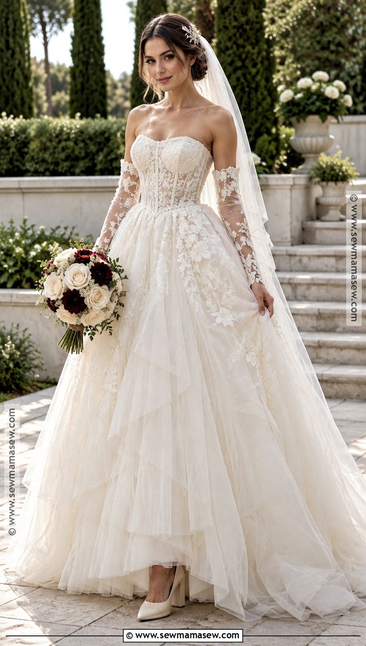 Detachable Sleeve Fall Princess Wedding Dress - 15 fall princess wedding dress ideas