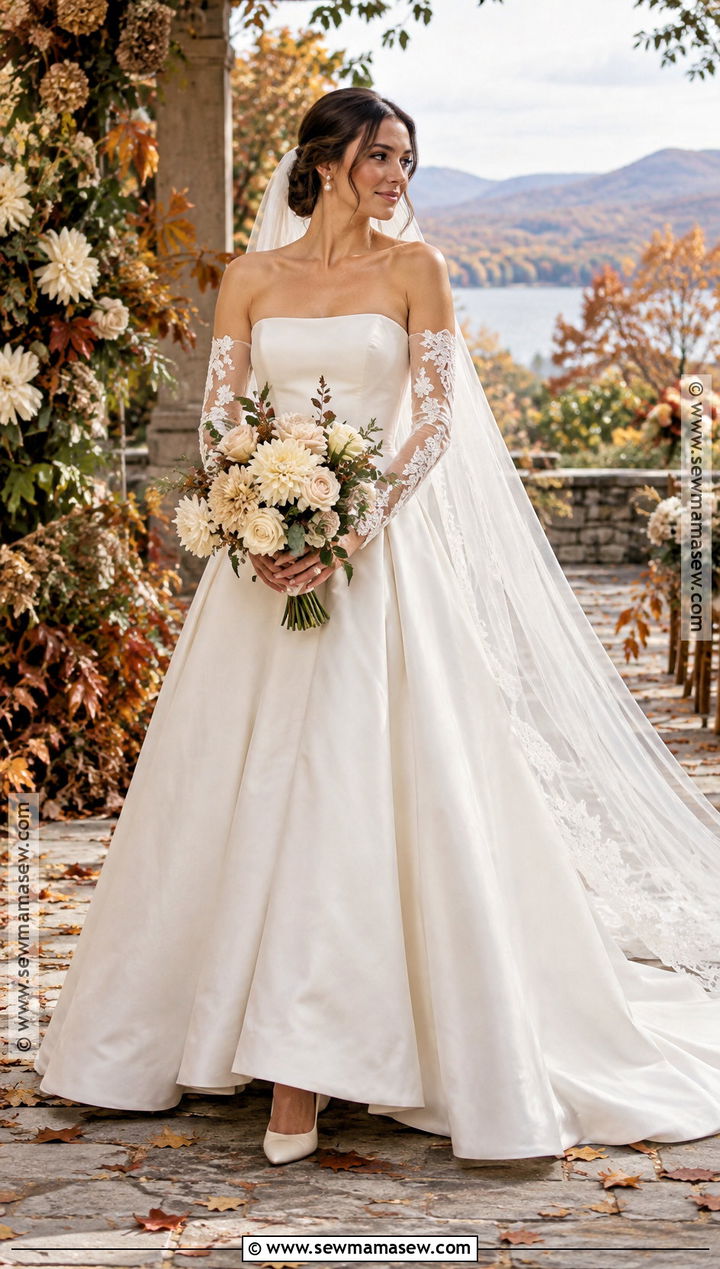 Detachable Sleeve Fall Wedding Dress - 20 long sleeve fall wedding dress ideas