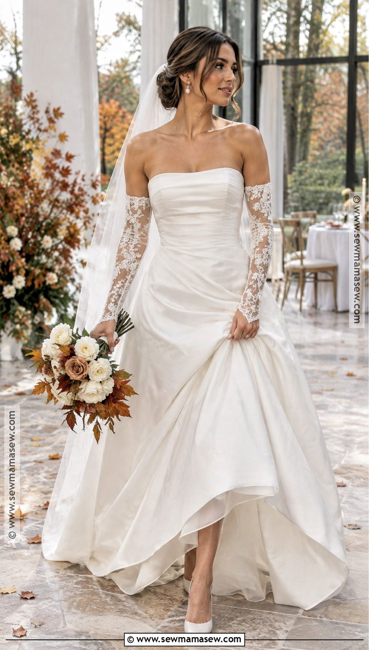Detachable Sleeve Fall Wedding Dress - 15 fall wedding dress ideas brides