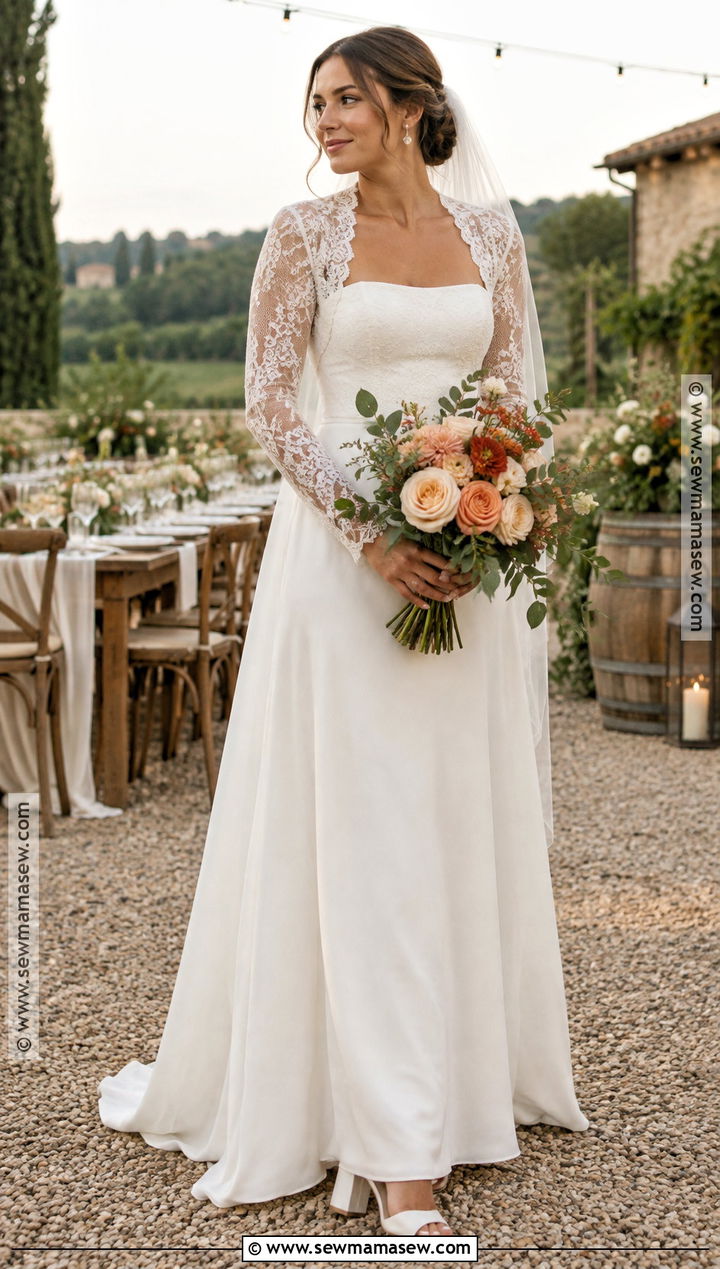 Detachable Sleeve Lace Wedding Dress - 15 rustic fall wedding dress lace long sleeve ideas
