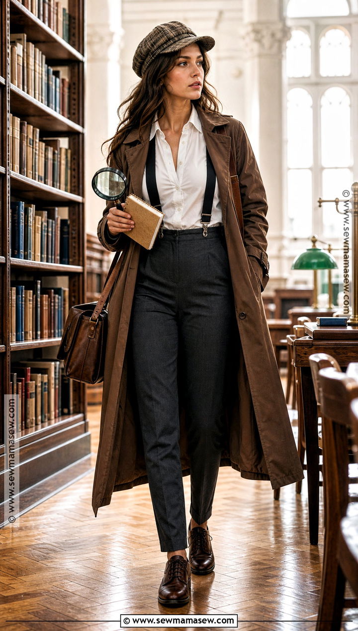 Detective Costume With Brown Trench Coat - 40 college halloween costume ideas brunette