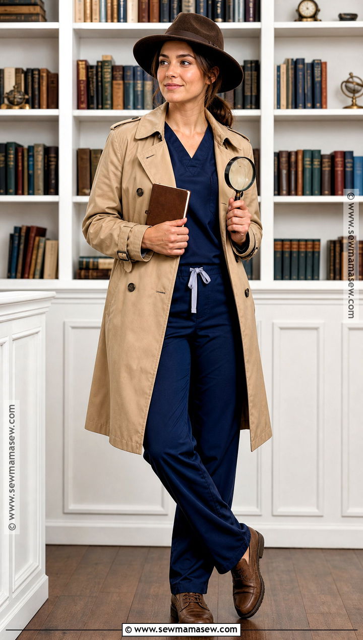 Detective Costume With Navy Scrubs - 30 scrubs halloween costume ideas