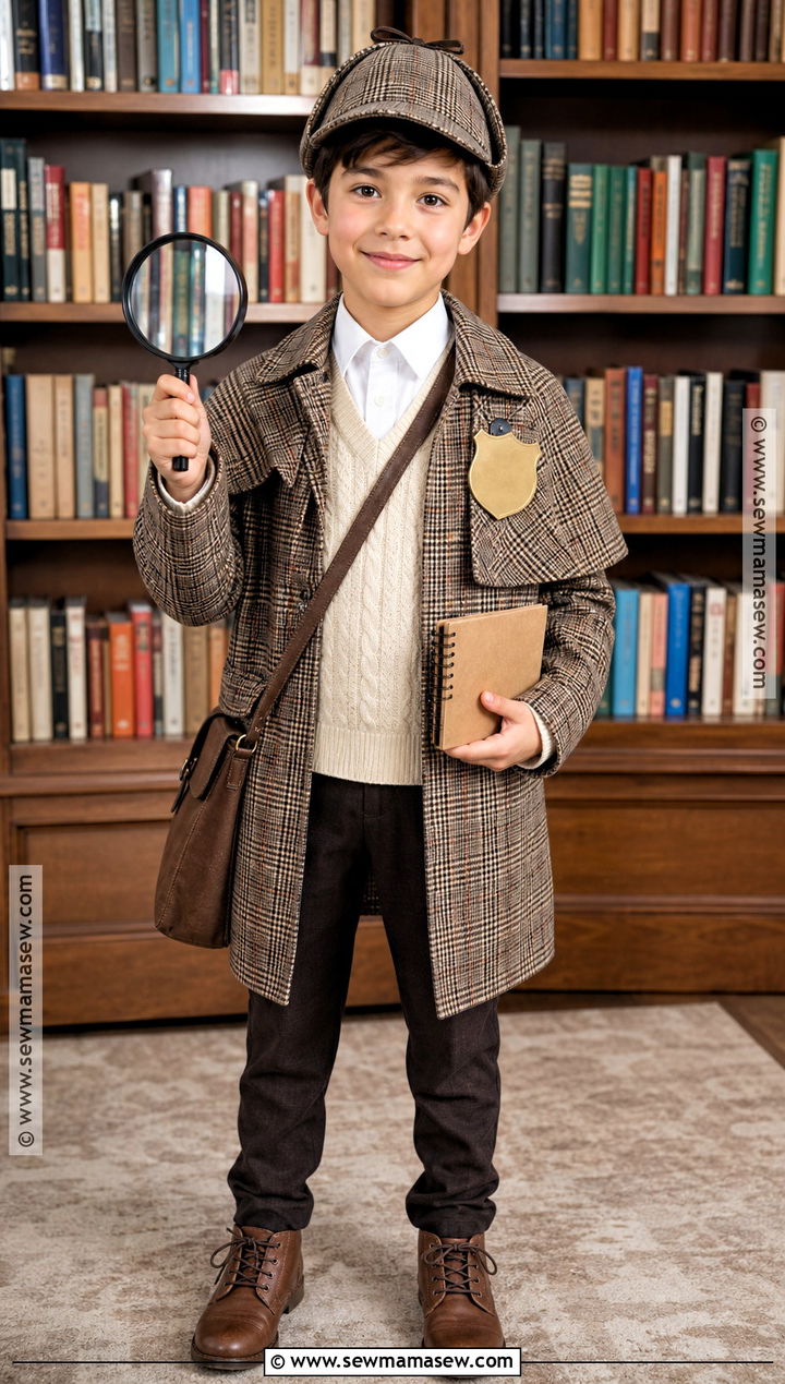 Detective Costume With Plaid Coat - 30 halloween costumes kids for boys