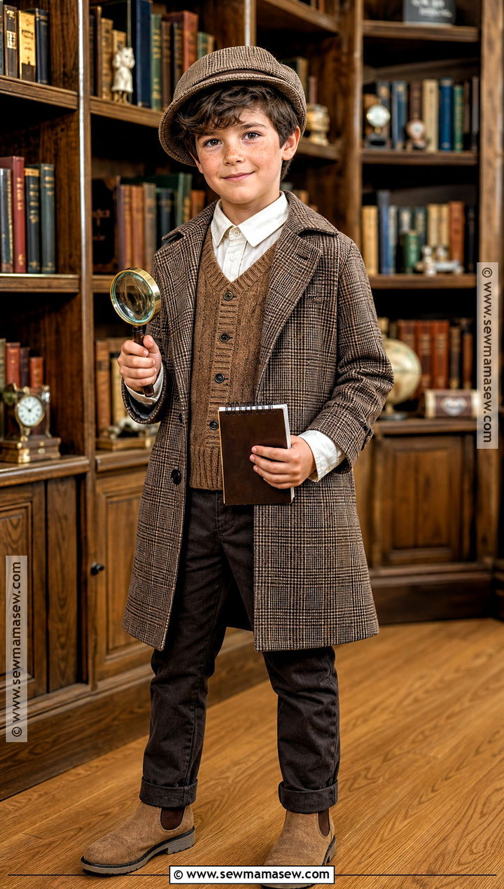 Detective Costume With Plaid Coat - 30 kid costume ideas