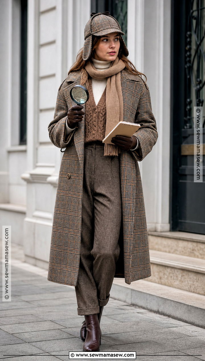 Detective Costume With Plaid Trench Coat - 40 warm halloween costumes