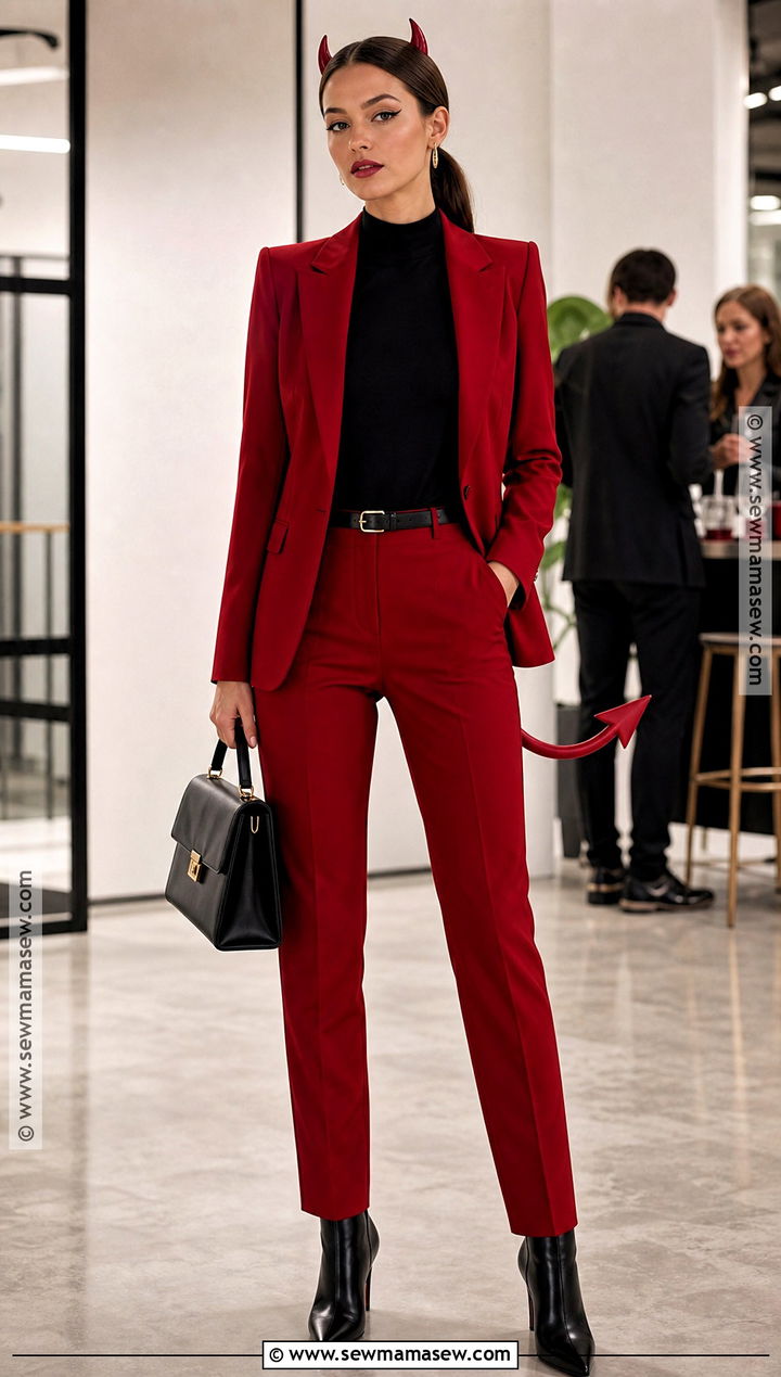 Devil Costume With Red Blazer And Trousers - 30 Devil Halloween Costume Ideas for Women
