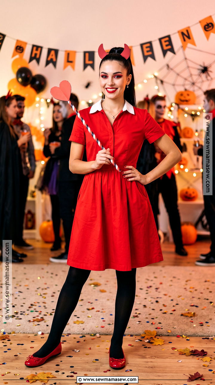 Devil Costume With Red Dress - 30 Simple Costumes For Women Last Minute