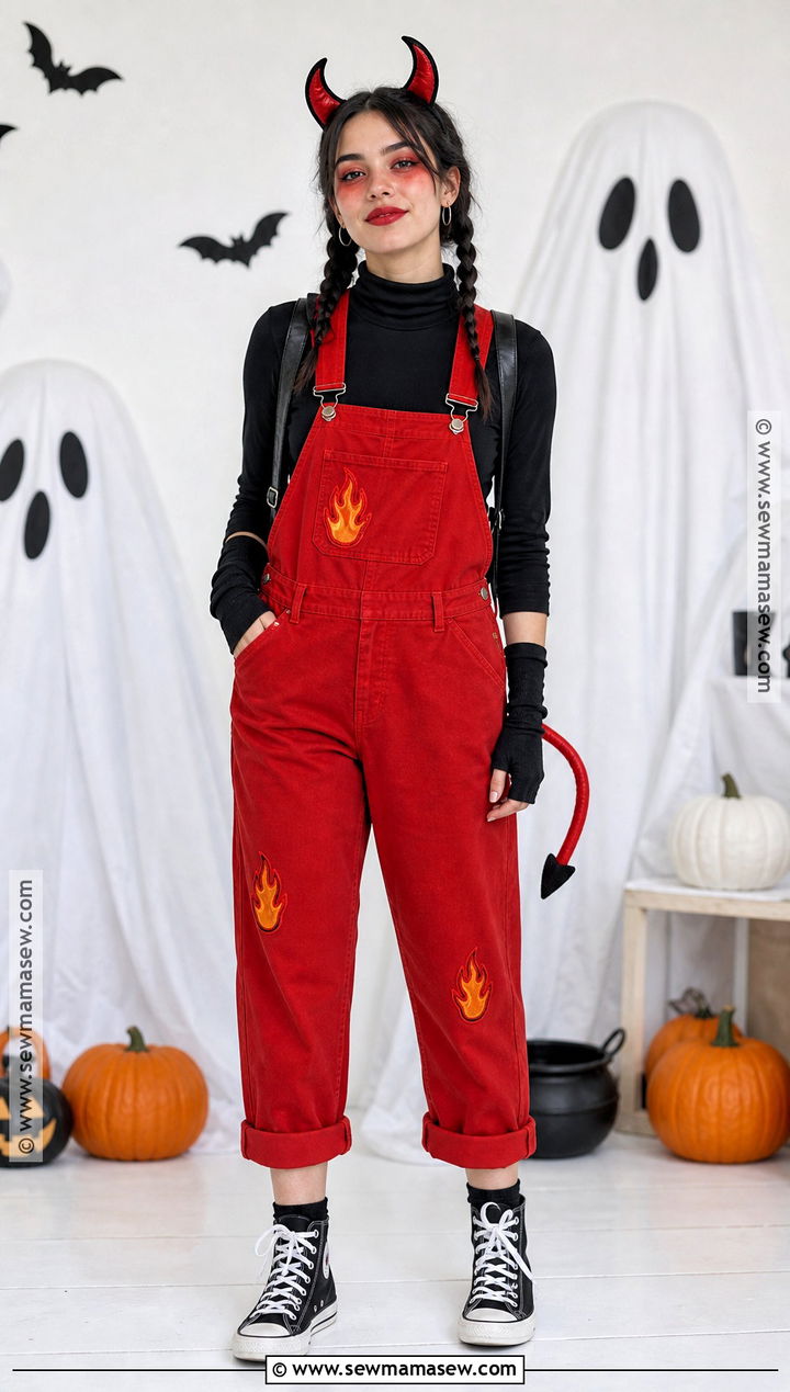 Devil Costume With Red Overalls - 30 Devil Halloween Costume Ideas for Women