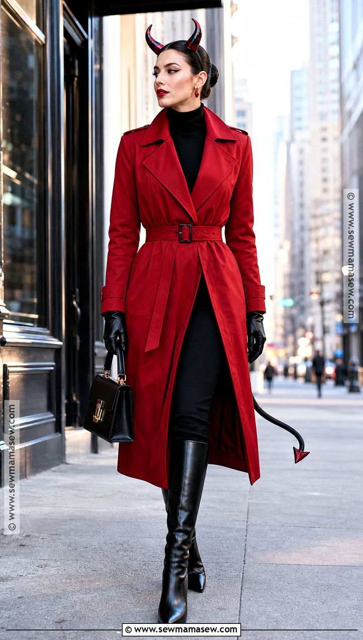 Devil Costume With Red Trench Coat - 30 Devil Halloween Costume Ideas for Women