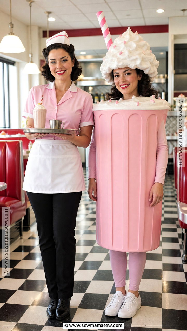 Diner Server And Milkshake Costume - 45 cute couple halloween costumes