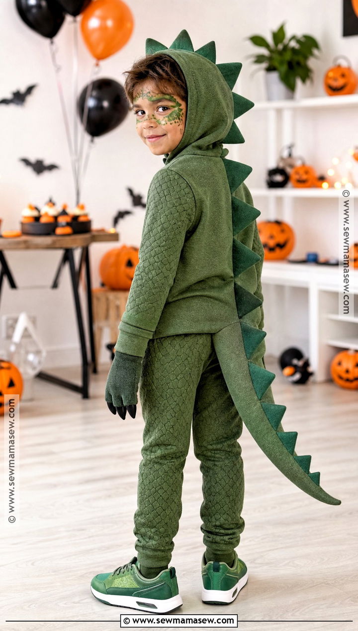 Dinosaur Costume With Felt Spikes - 30 kid costume ideas