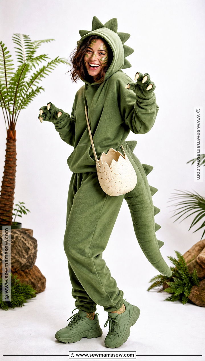 Dinosaur Costume With Green Hoodie - 50 costume ideas