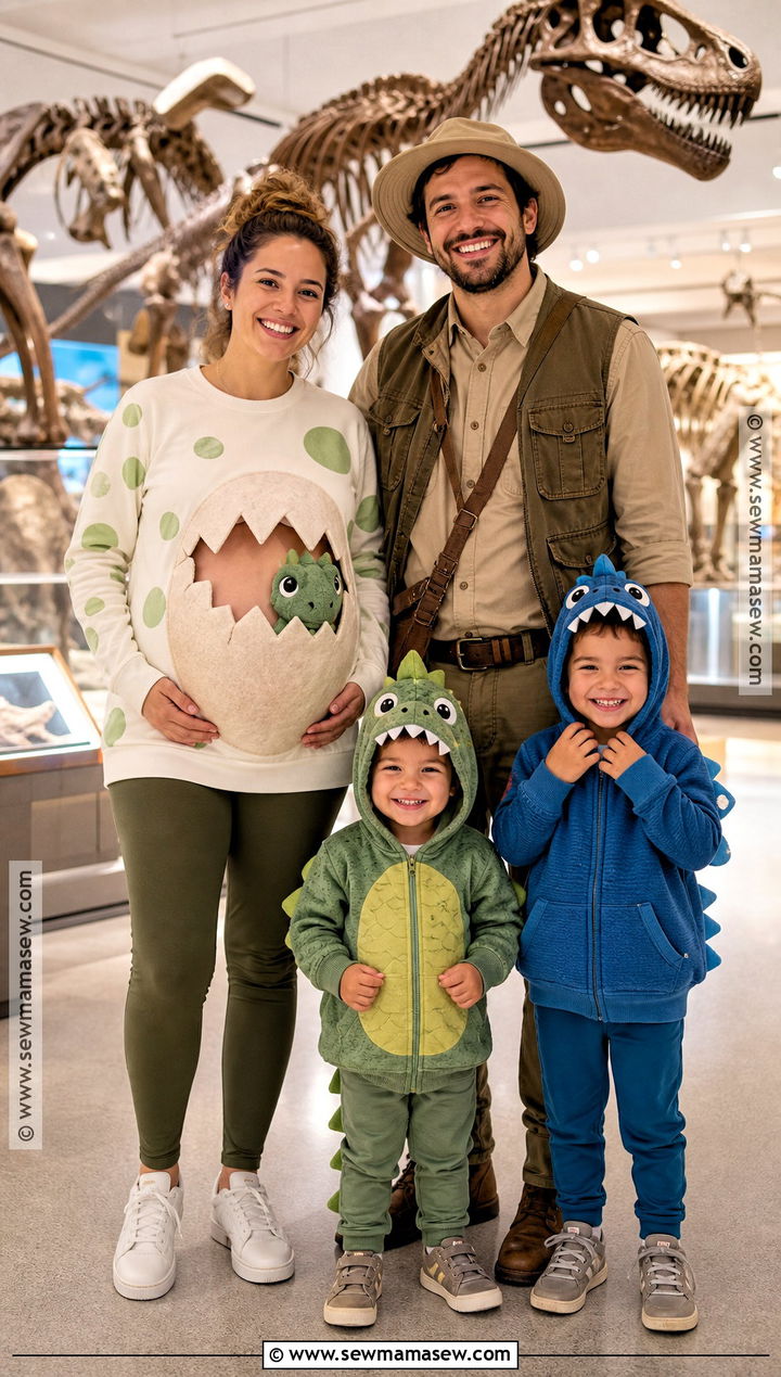 Dinosaur Egg Family Costume - 30 pregnant halloween costumes for family