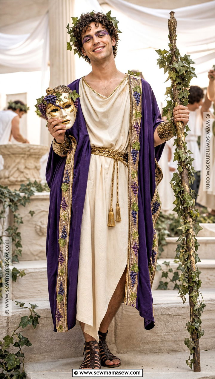Dionysus Greek God Costume With Purple Robe - 30 greek gods costume ideas