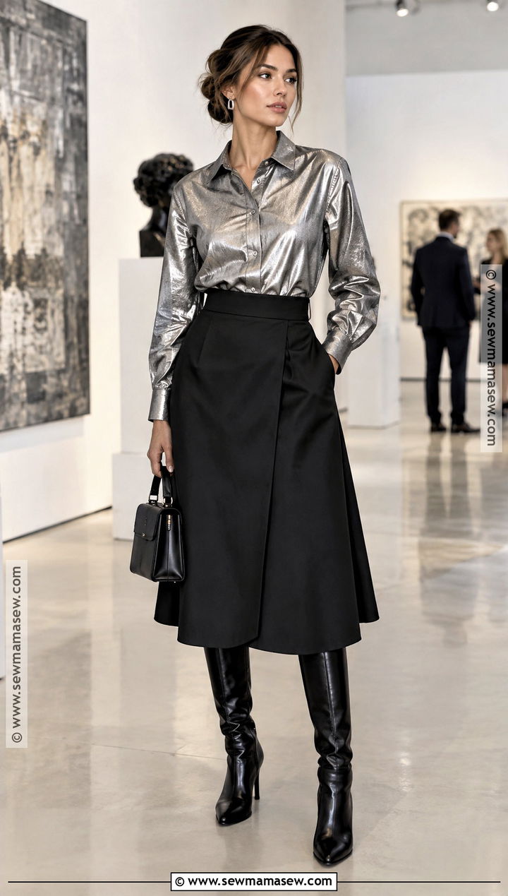 Dior Metallic Poplin Shirt And Black Skirt Outfit - 15 dior fall 2026 ready to wear ideas