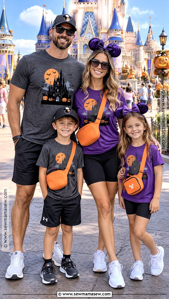 Disney Castle Halloween Shirt And Biker Shorts Outfit - 15 disney october family shirts
