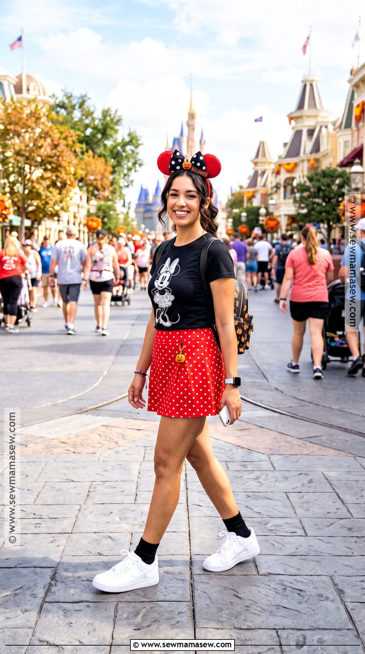 Disney Minnie Shirt And Polka Dot Skort Outfit - 15 disney outfits in october