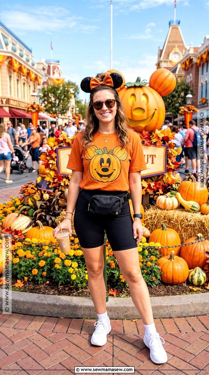 Disney Pumpkin Shirt And Biker Shorts Outfit - 15 disney outfits in october