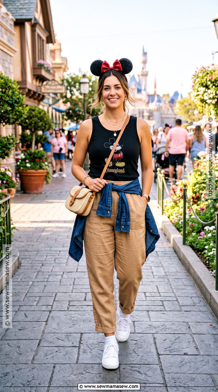 Disney Tank Top And Linen Pants Disneyland Outfit - 15 Disneyland Outfits September