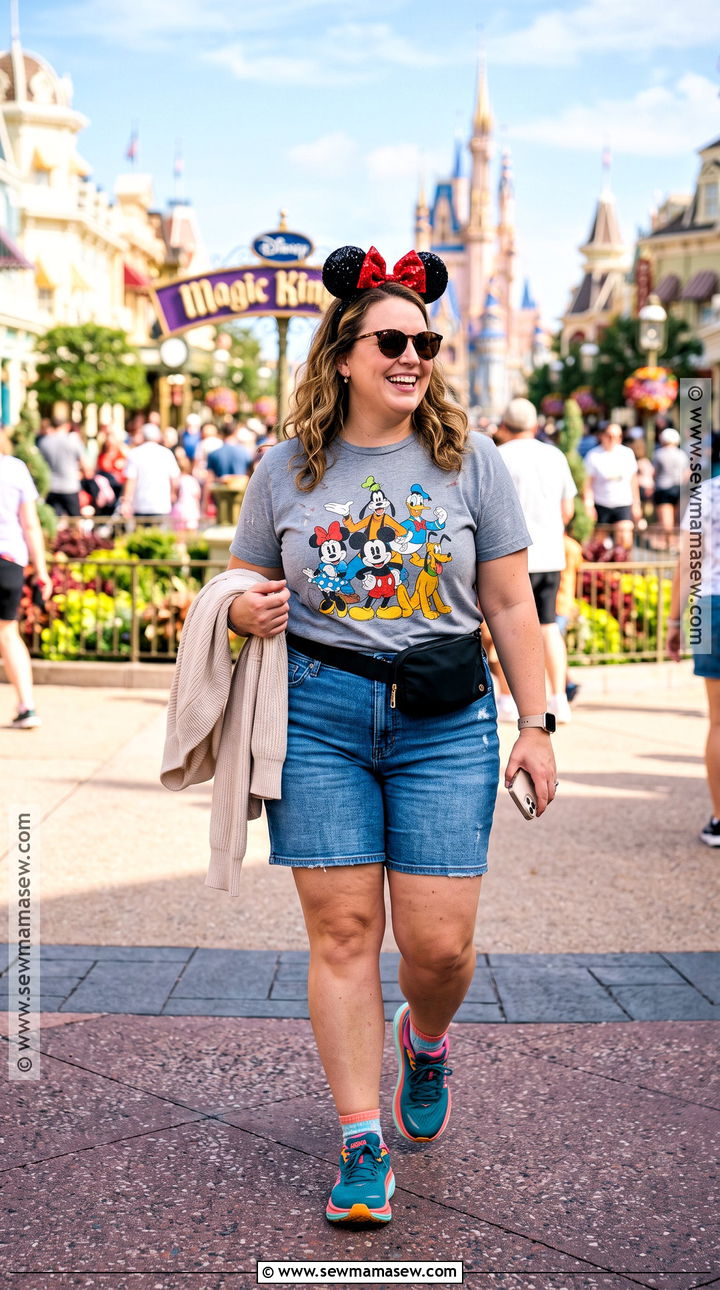 Disney World Graphic Tee And Denim Shorts Outfit - 15 Disney World Outfits November