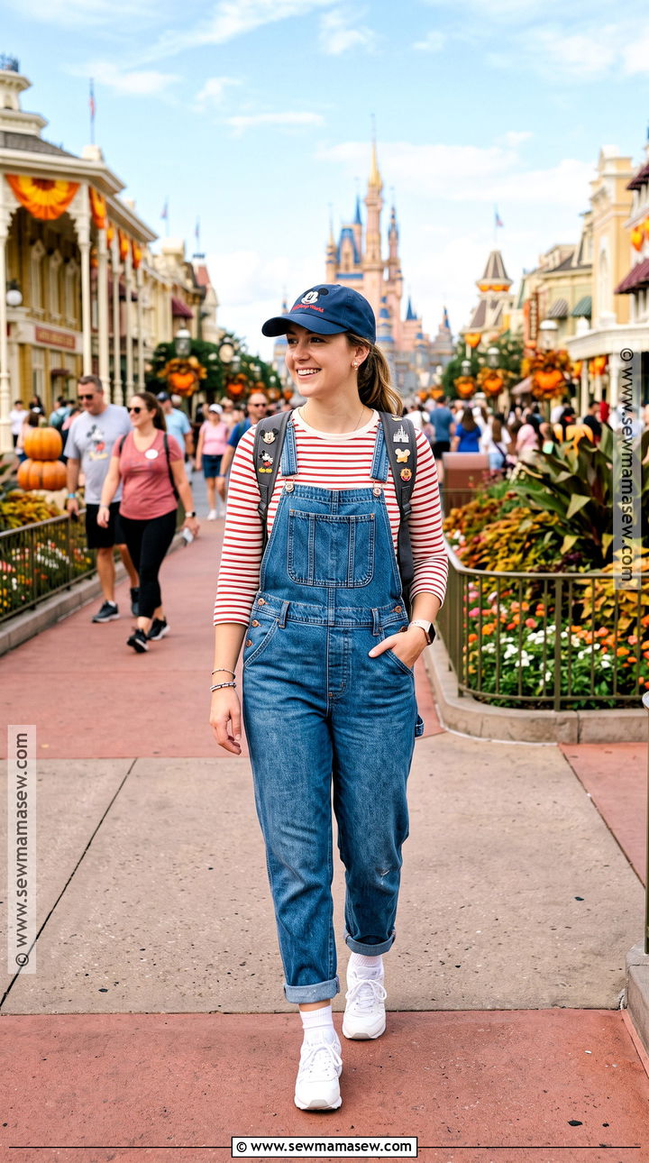 Disney World Overalls And Long Sleeve Shirt Outfit - 15 disneyworld outfit november ideas