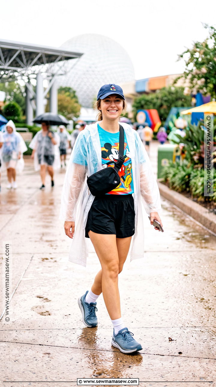 Disney World Poncho And Quick Dry Shorts Outfit - 15 Disney World Outfits November