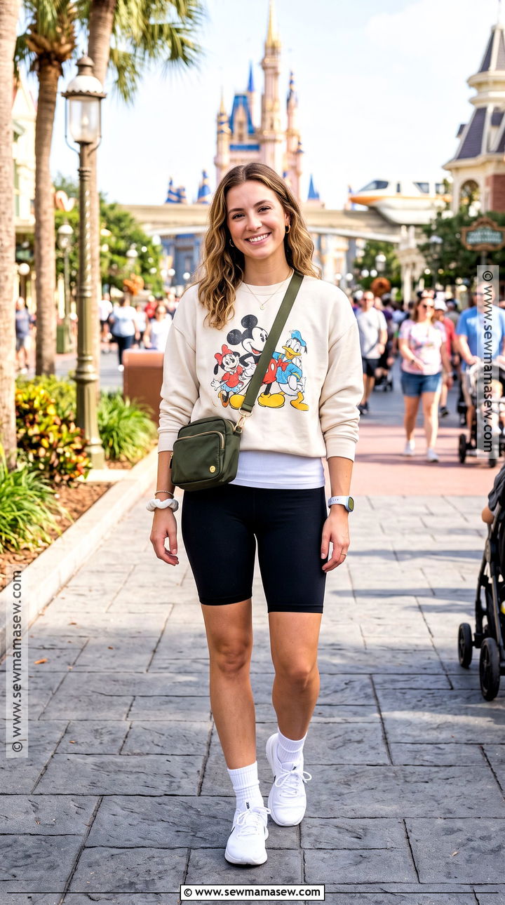 Disney World Sweatshirt And Biker Shorts Outfit - 15 Disney World Outfits November