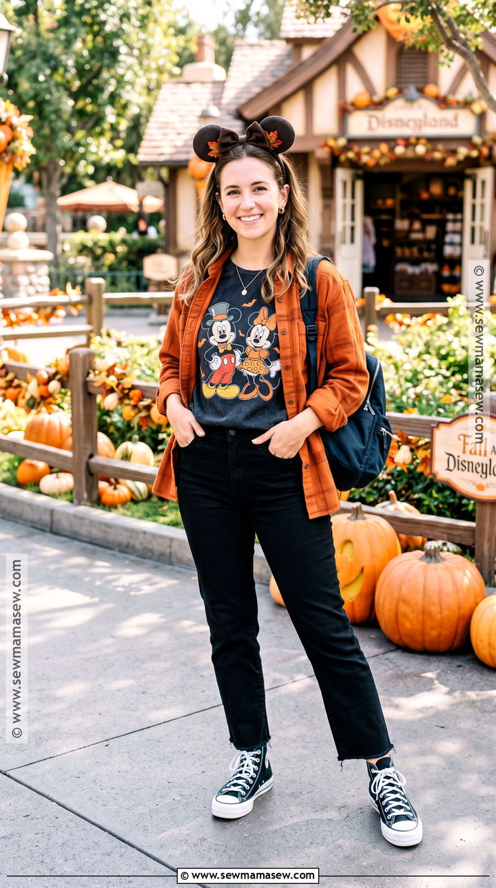 Disneyland Fall Halloween Tee And Black Jeans Outfit - 20 Disneyland Fall Outfit Ideas