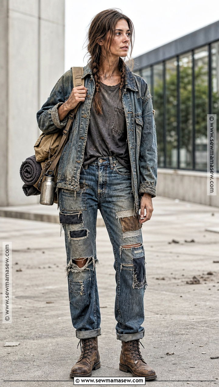 Distressed Denim Zombie Apocalypse Outfit - 35 zombie apocalypse outfits for women