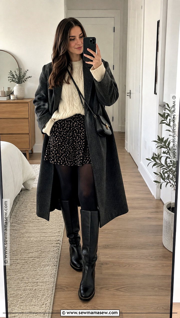 Ditsy Floral Mini Skirt Outfit - 15 autumn floral skirt design ideas