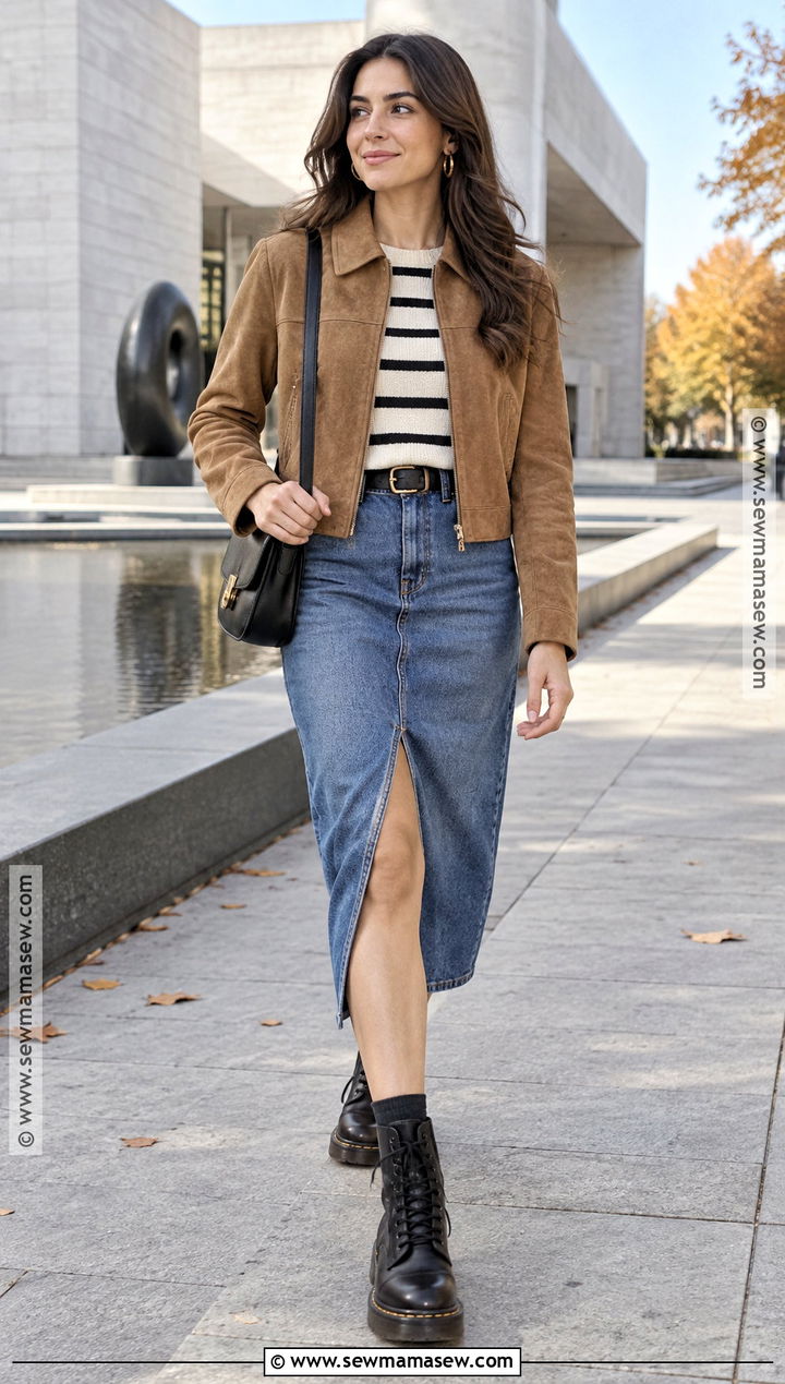 Doc Martens With A Denim Midi Skirt - 20 Fall Doc Martens Outfits