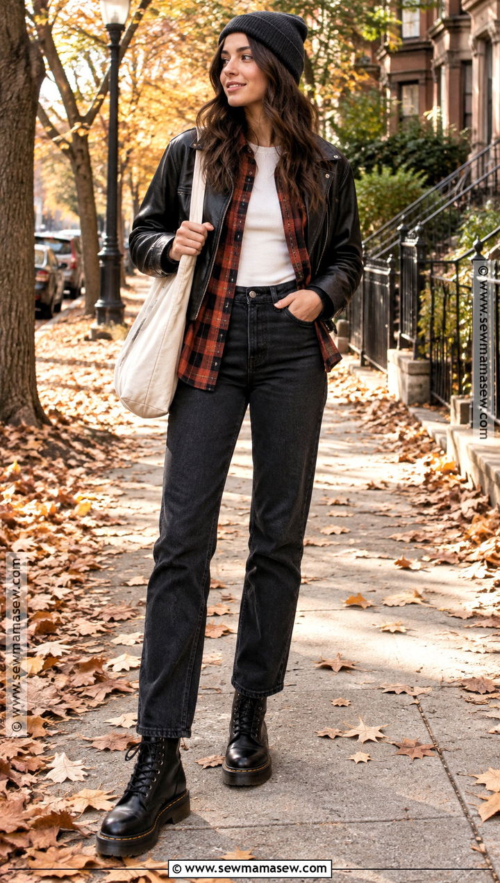 Doc Martens With A Flannel Shirt And Black Jeans - 15 Fall Fashion With Doc Martens Ideas
