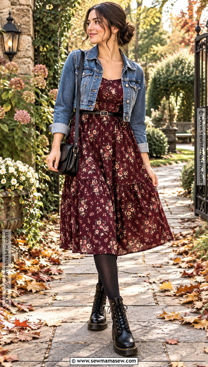 Doc Martens With A Floral Midi Dress - 20 Fall Doc Martens Outfits