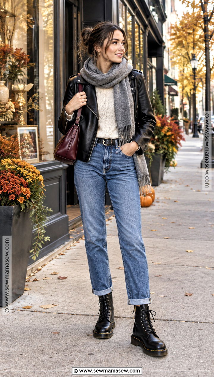 Doc Martens With A Leather Jacket - 20 Fall Doc Martens Outfits