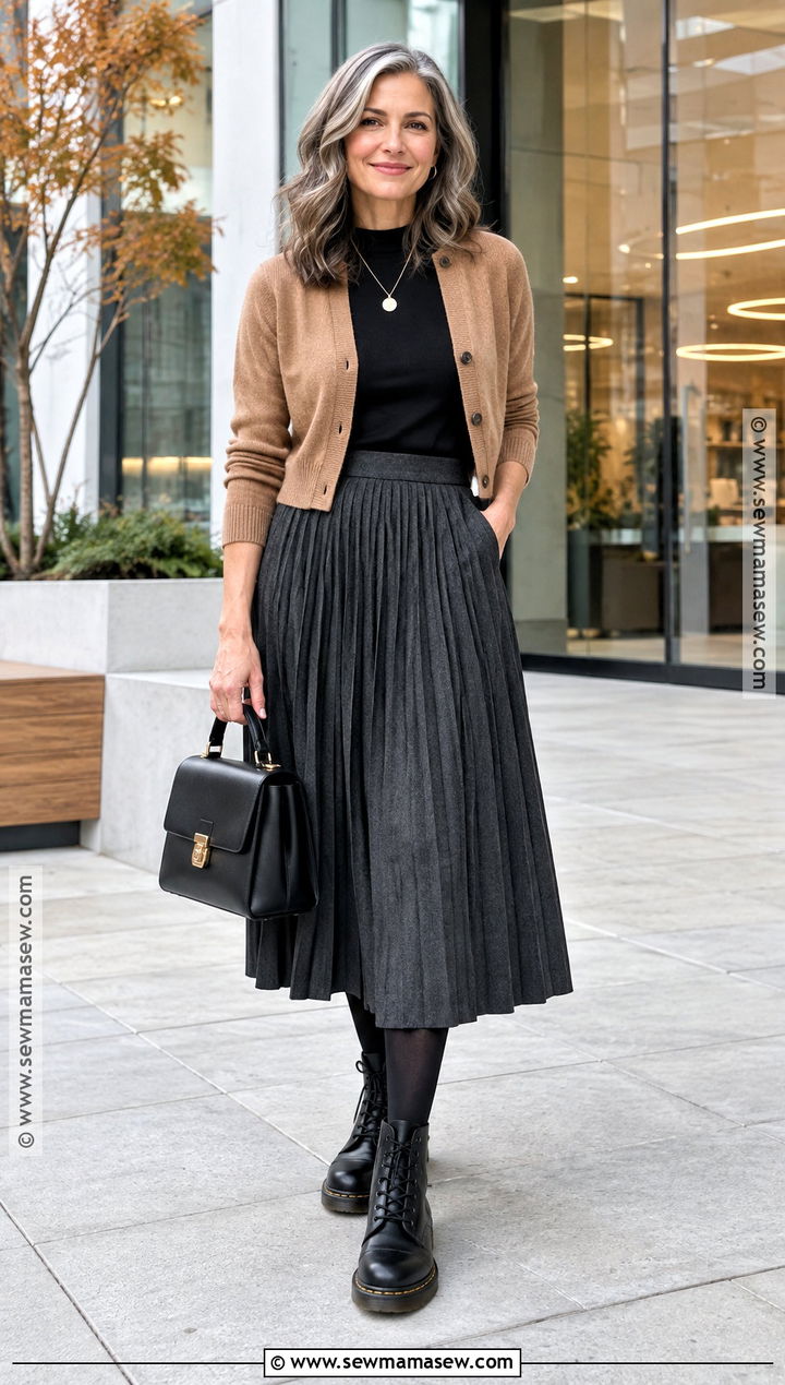 Doc Martens With A Pleated Midi Skirt - 20 Fall Doc Martens Outfits