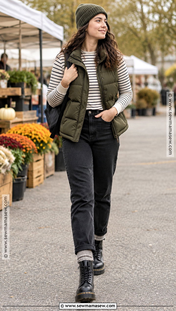 Doc Martens With A Puffer Vest - 20 Fall Doc Martens Outfits