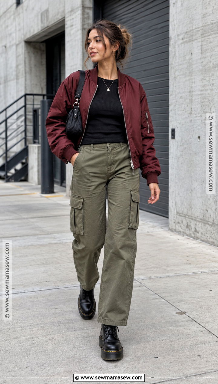 Doc Martens With Cargo Pants And A Bomber Jacket - 20 doc martin outfits fall