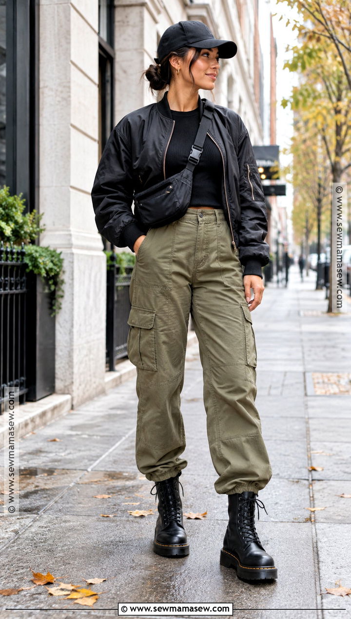 Doc Martens With Cargo Pants And Bomber Jacket - 15 dock martins outfit fall ideas