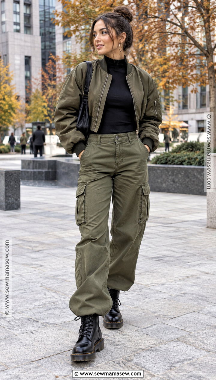 Doc Martens With Cargo Pants And Bomber Jacket - 15 Doc Marten Fall Outfits for Women