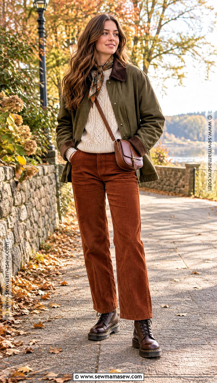Doc Martens With Corduroy Pants And A Knit Sweater - 15 Fall Fashion With Doc Martens Ideas